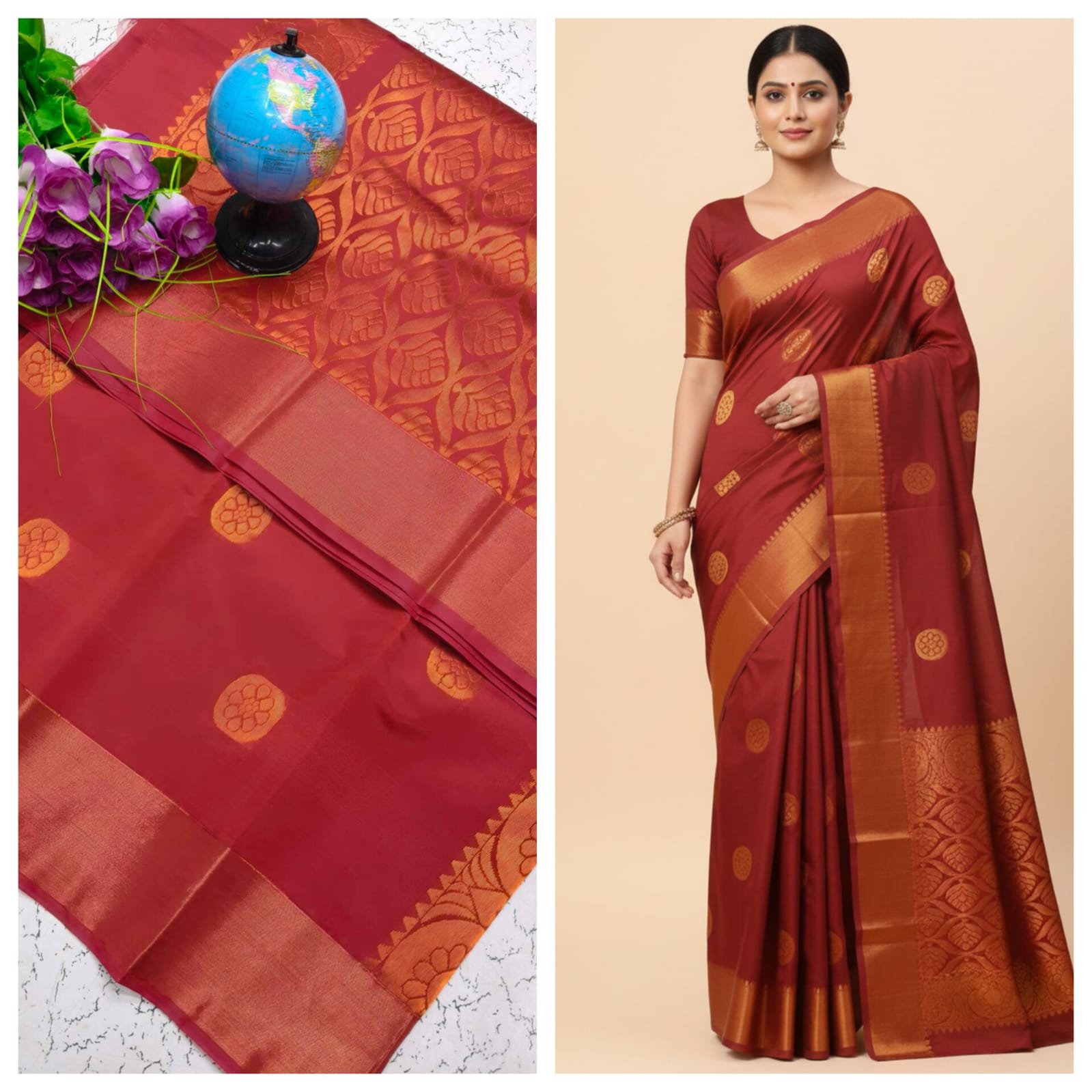 Kotta Cotton Silk Saree Maroon